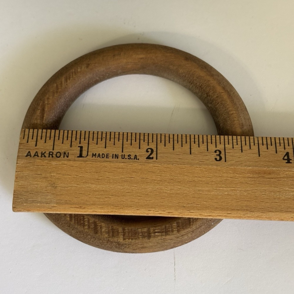 Vintage Wooden Bangle Bracelet And Wood And Metal Teardrop Earrings - Picture 3 of 3